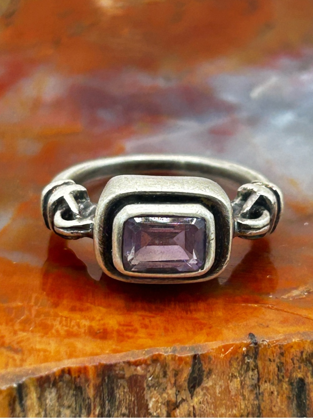 Vintage Sterling Silver Amethyst Ring - Size 6